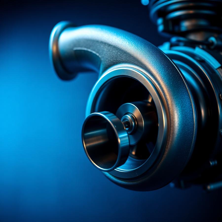 Automotive engine components lit in blue